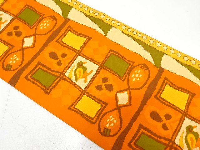JAPANESE FUKURO OBI / WOVEN SQUARE & BIRD